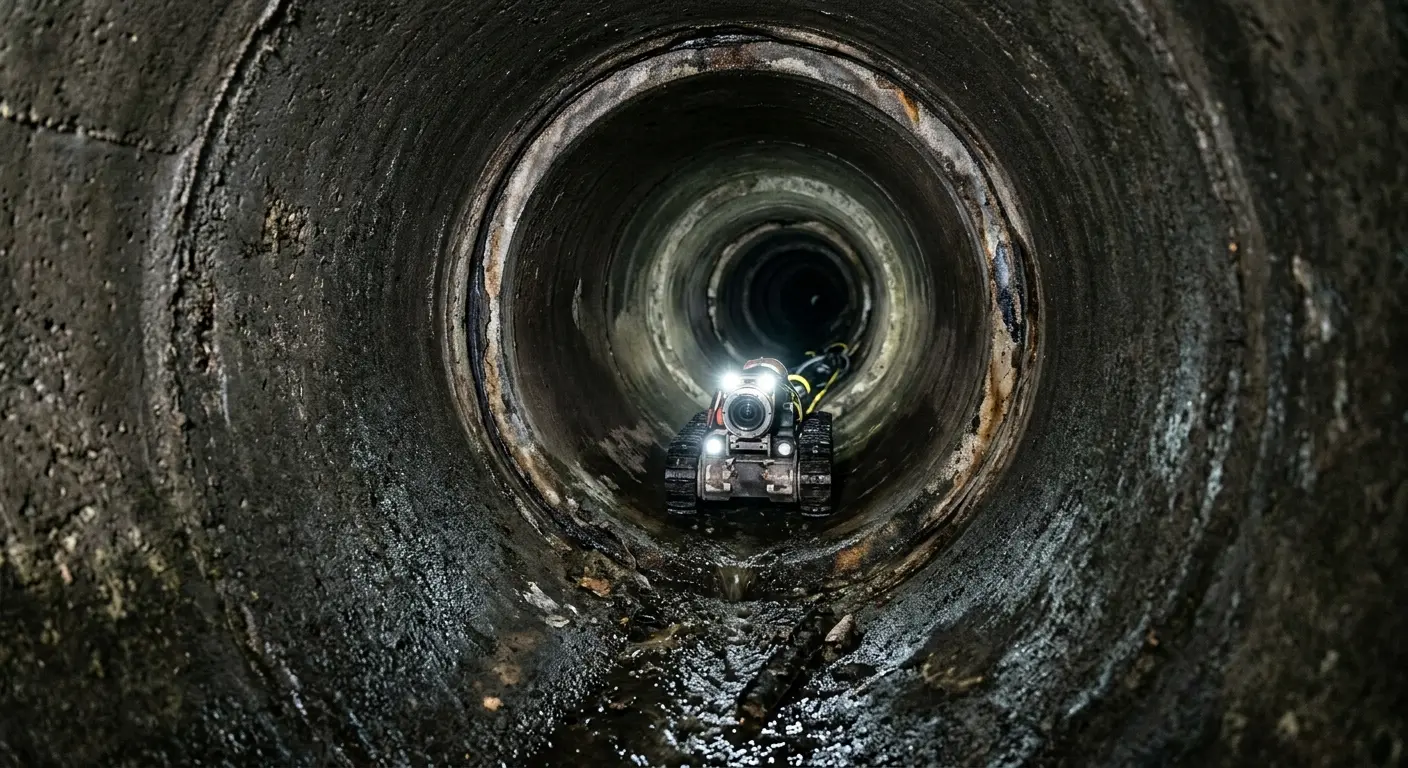 Robotic sewer camera inspecting pipe interior for Sewer Line Repair in Plainfield